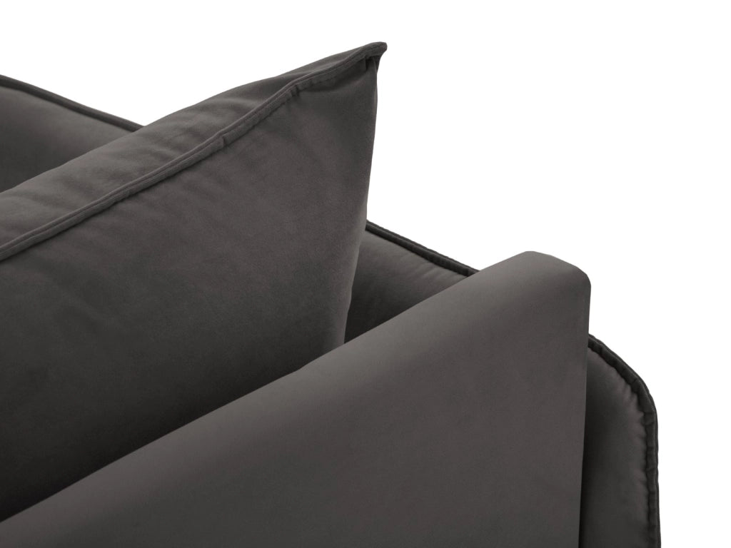 Cosmopolitan Design - Chaise longue sinistra "Vienna" in velluto grigio scuro 