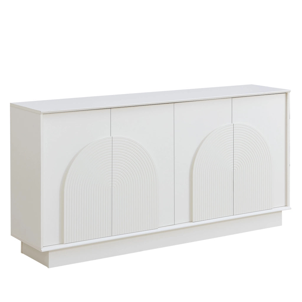 Credenza con 4 ante e ripiani interni - per soggiorno e sala da pranzo - in MDF - 160×38×80 cm - bianco