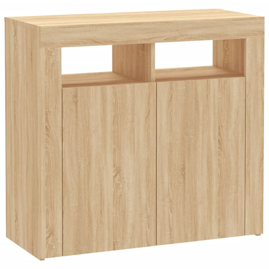 Buffet credenza cassettiera armadio mobile contenitore organizer per cucina soggiorno salotto con luci LED Sonoma 80 x 35 x 75 cm marrone 02_0029968