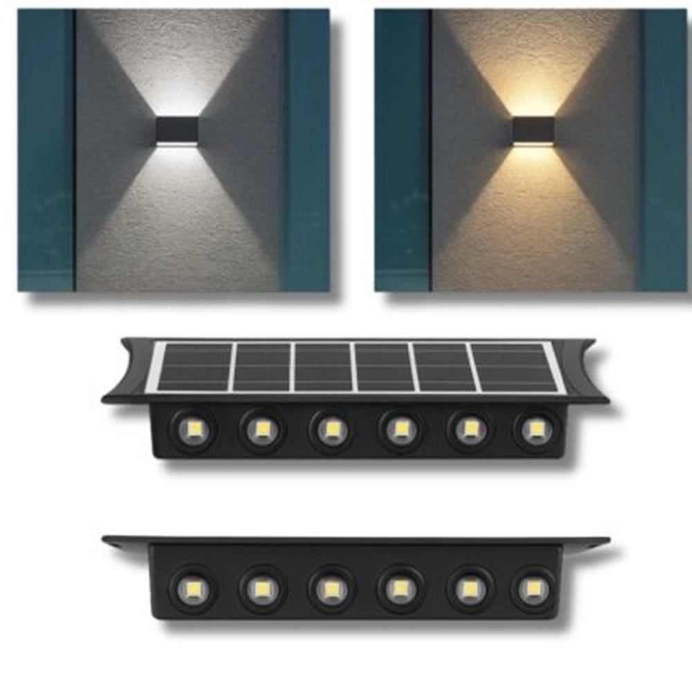 Trade Shop - Applique Parete Lampada Da Esterno Ricarica Solare Bidirezionale Impermeabile Meq-fo-12 -