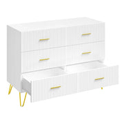 Cassettiera con 6 cassetti - per soggiorno - 100×40×75 cm - bianco e oro