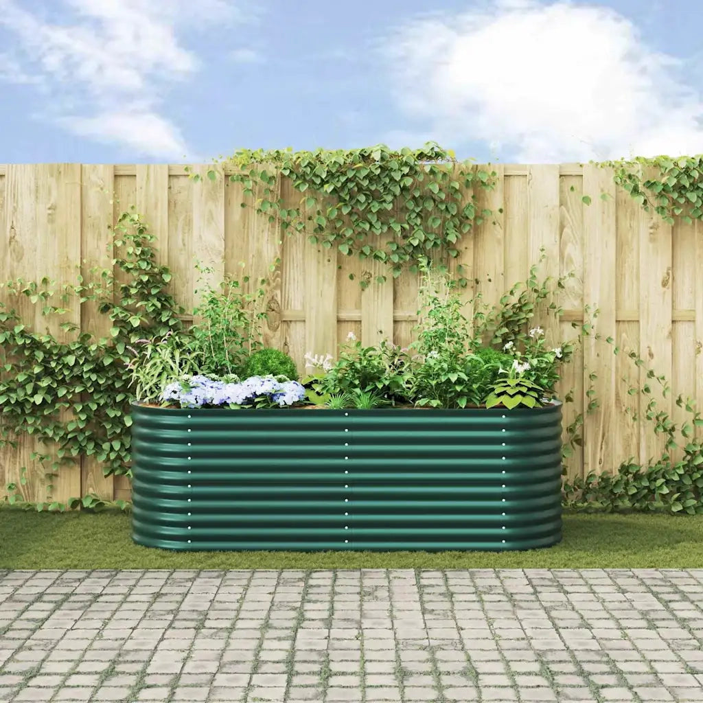 Fioriere | Cassetta per fiori | Letto Rialzato Verde 240 x 80 x 81 cm Acciaio