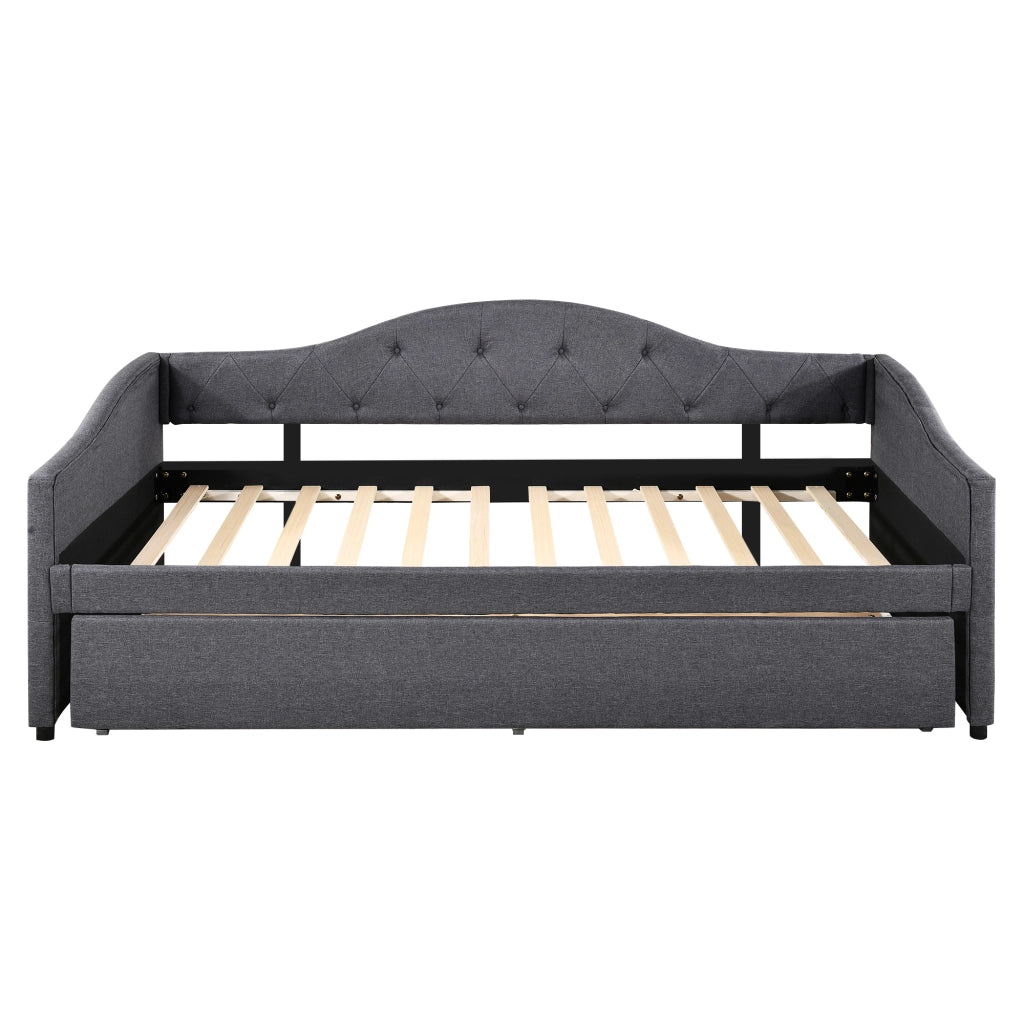 LETTO estraibile 90x200 cm in lino grigio, senza materasso