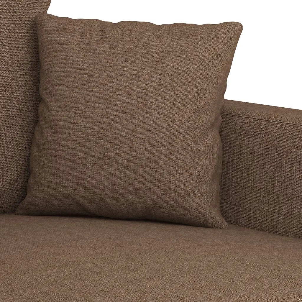 Set di Divani 2 pz con Cuscini Marrone in Tessuto
