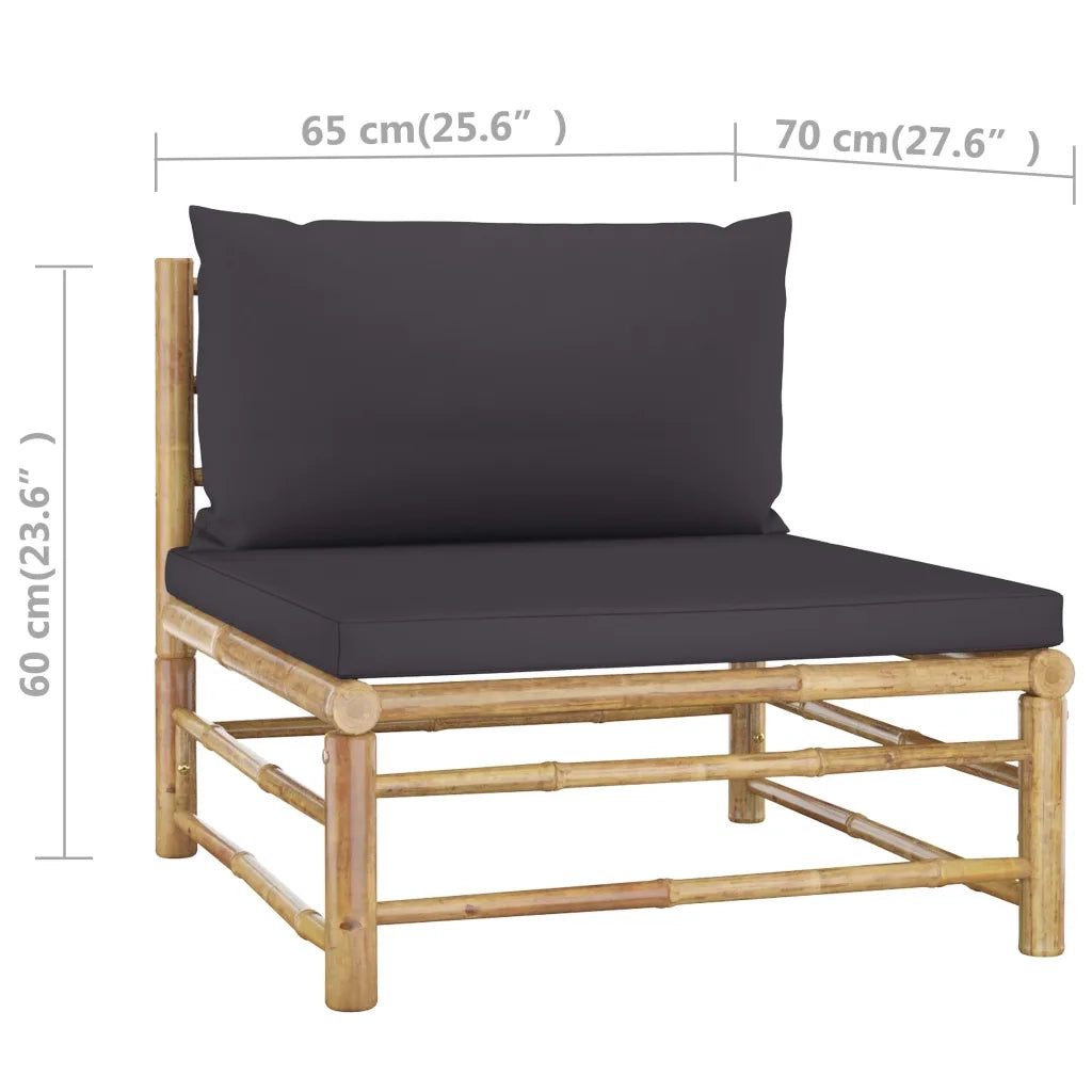 Set Divani da Giardino 4 pz con Cuscini Grigio Scuro in BambÃ¹ cod mxl 53048