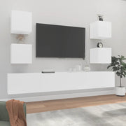 Set di Mobili Porta TV 6 pz-Set di 6 Credenza per TV Bianco in Legno Multistrato 280648