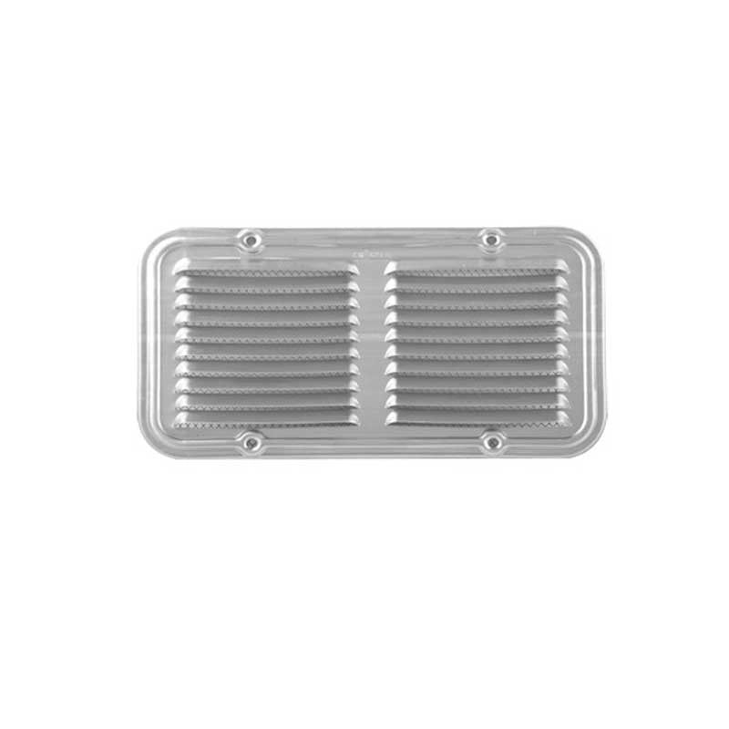 Griglia di aerazione rettangolare in alluminio con retina : Dimensione - 200x200 pass.aria cm2 122