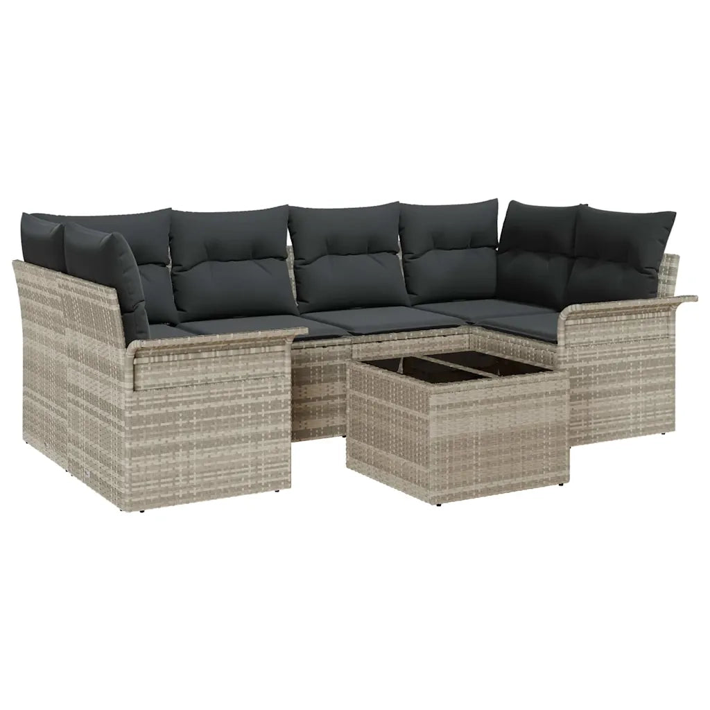 Set Divano da Giardino 7 pcs Grigio chiaro polyrattan 3345262