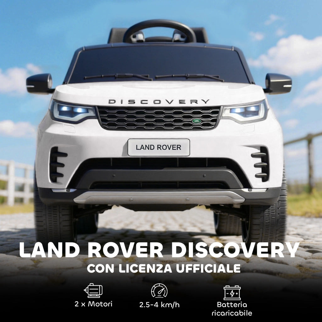Macchina Elettrica per Bambini Licenza Ufficiale Land Rover Discovery 12V con Telecomando Bianco