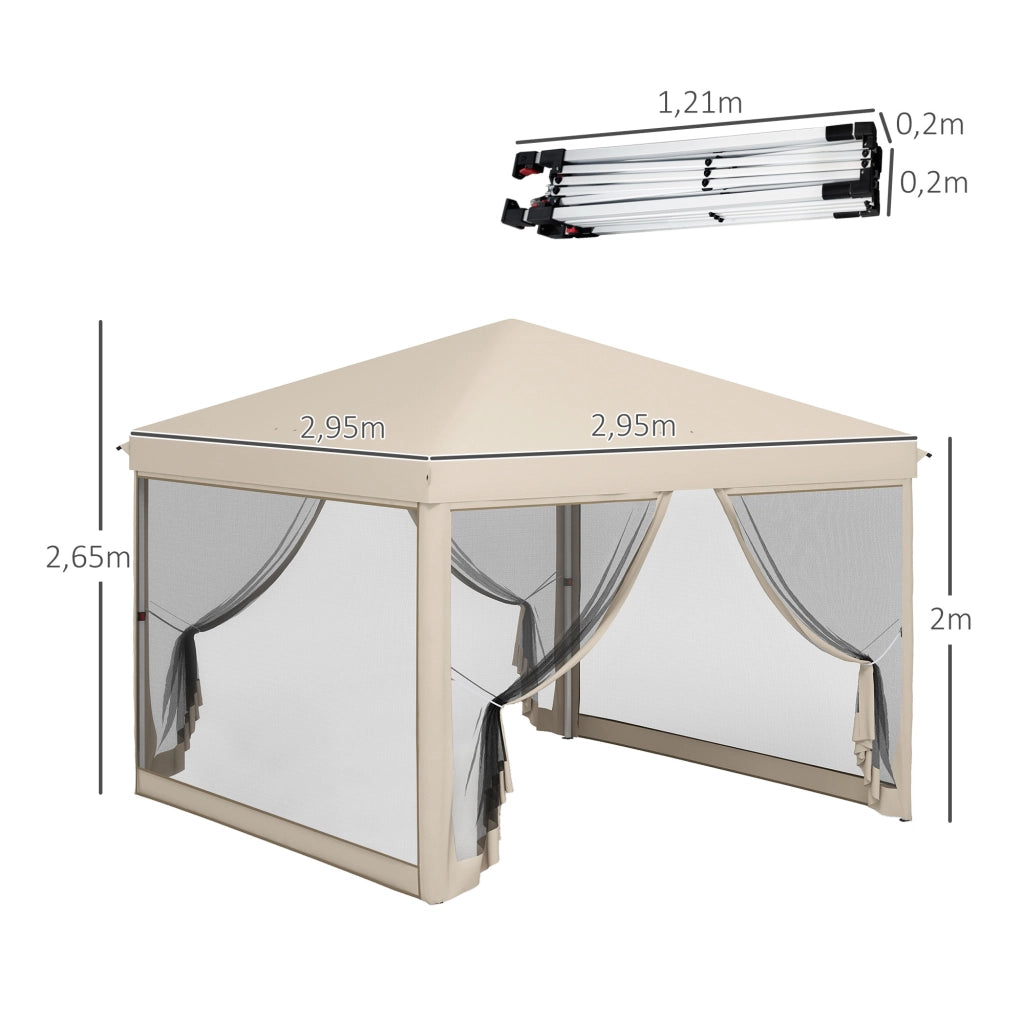 Casetta da Giardino 3x3 m con Zanzariere ¨C Zephmum ¨C Beige Acciaio