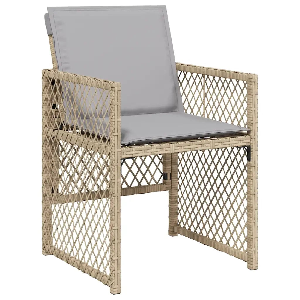 vidaXL Set Pranzo da Giardino 17 pz con Cuscini Beige Misto Polyrattan