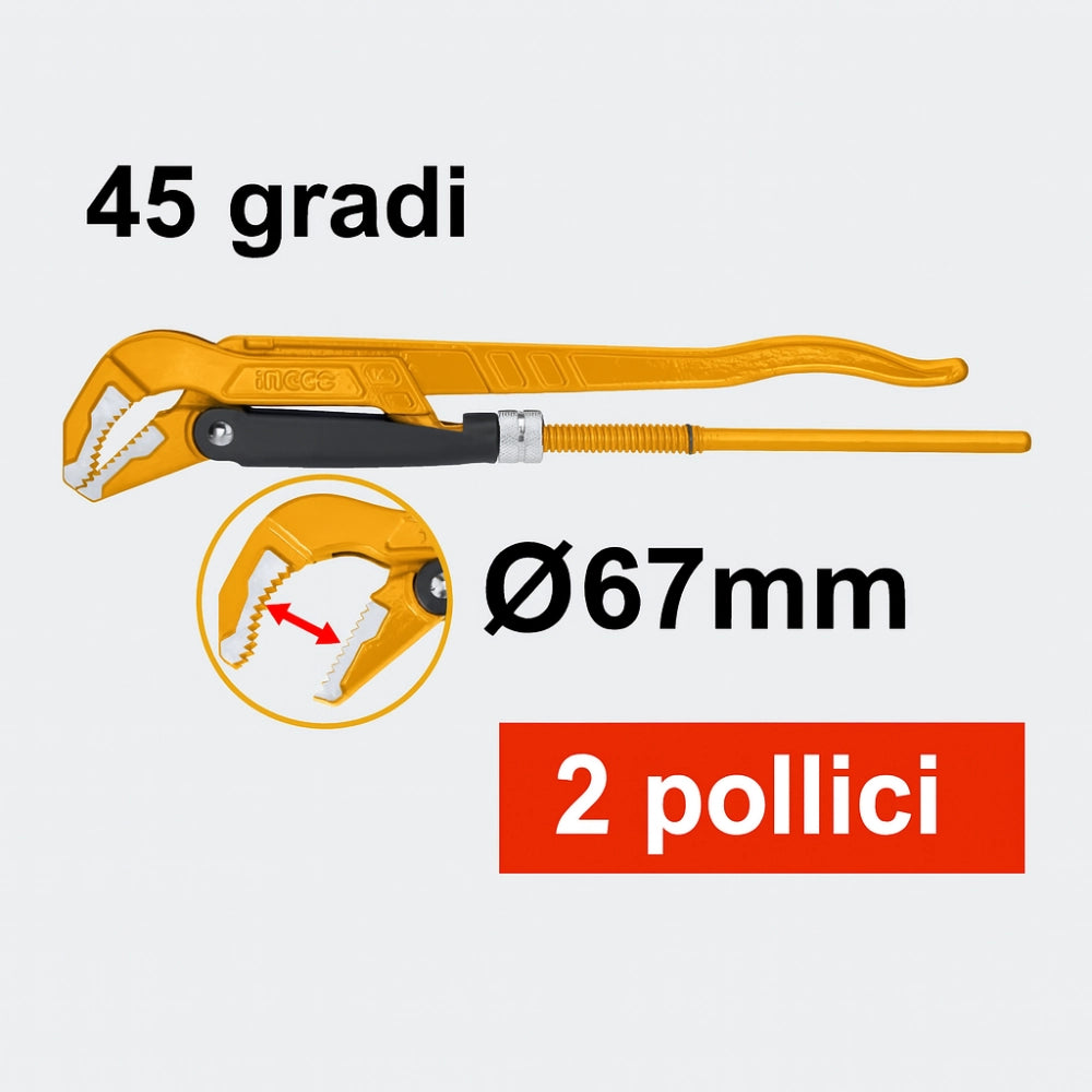 Chiave giratubi 45° diametro 67 mm modello svedese professionale