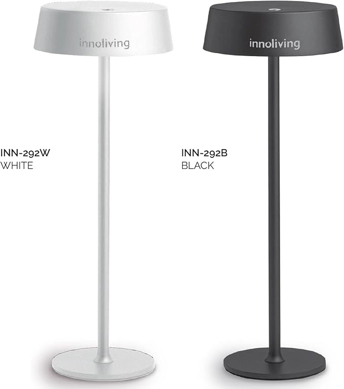 Innoliving Lampada da tavolo LED ricaricabile USB INN-292 Bianca con Luce Dimmerabile a 3 Livelli e Braccio Flessibile