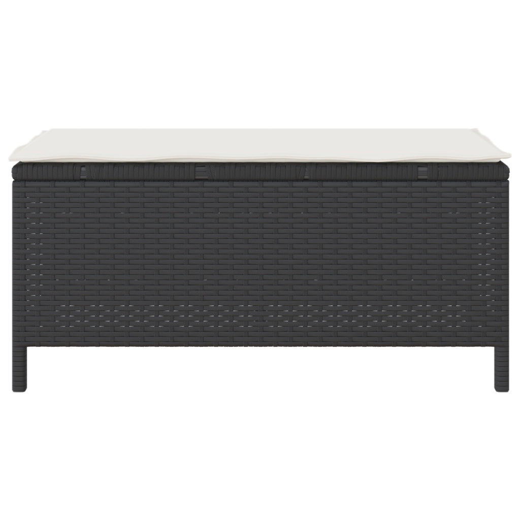 Set da pranzo da giardino 3 pezzi con cuscini in polirattan nero e acacia