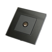 Presa TV da incasso nera con cornice in vetro 86x86mm
