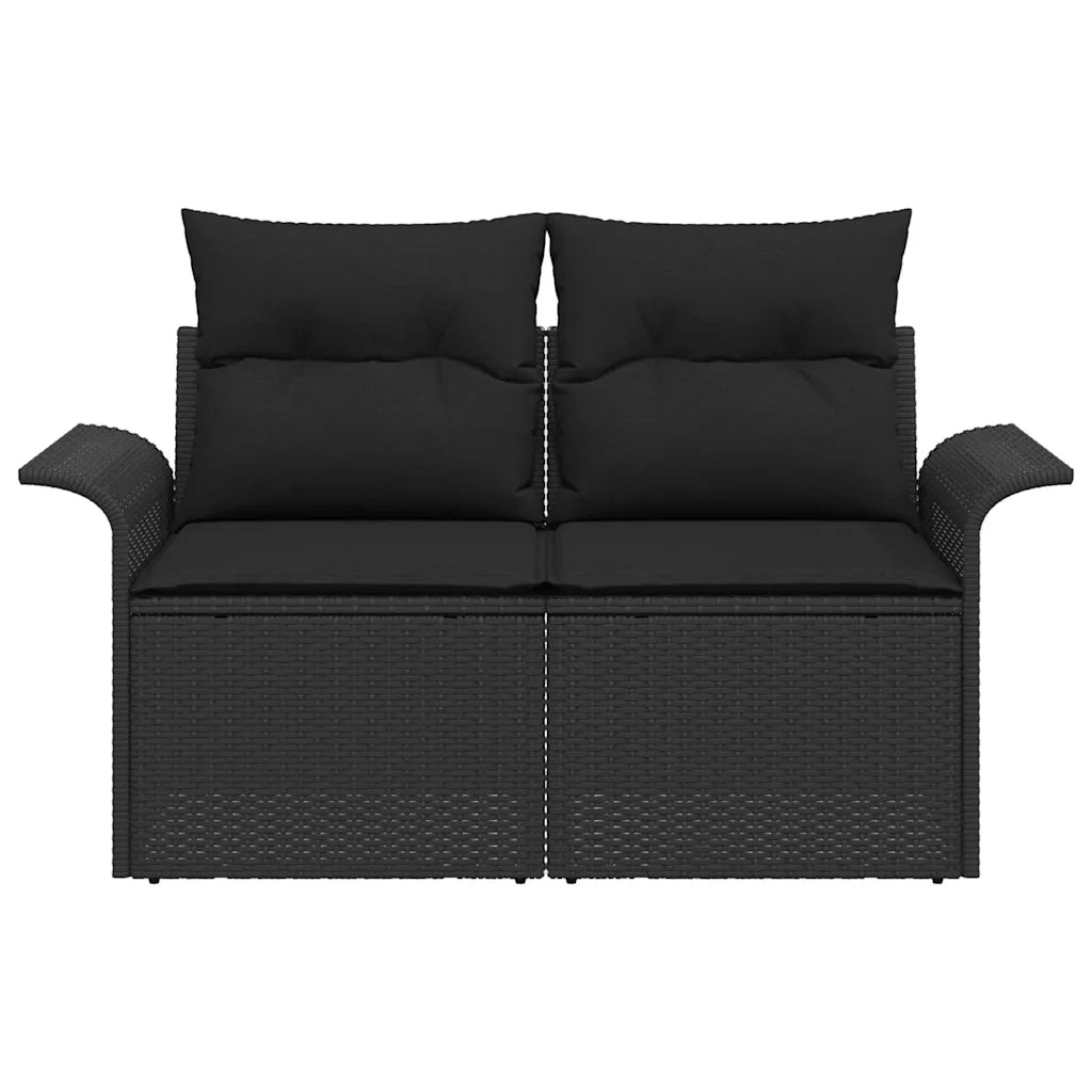 Divano da giardino con cuscino Nero 141 x 62 x 69cm polyrattan 42006711