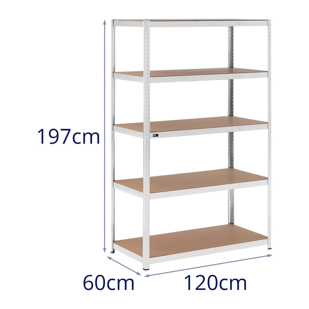 Ripiano per carichi pesanti 120 x 60 x 197 cm supporta 5 x 150 kg grigio robusto garage attrezzi officina 14_0005175