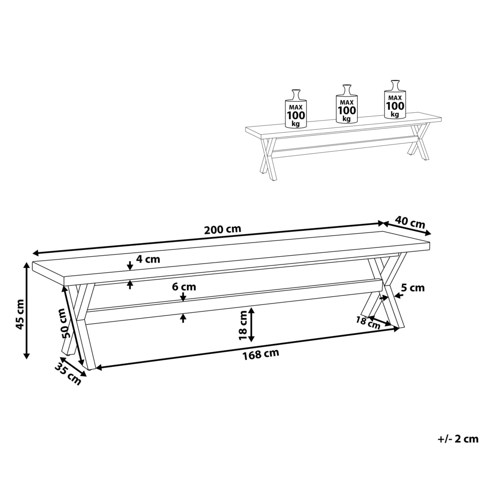 Panca da giardino 3 posti in cemento grigio con gambe in legno stile moderno industriale