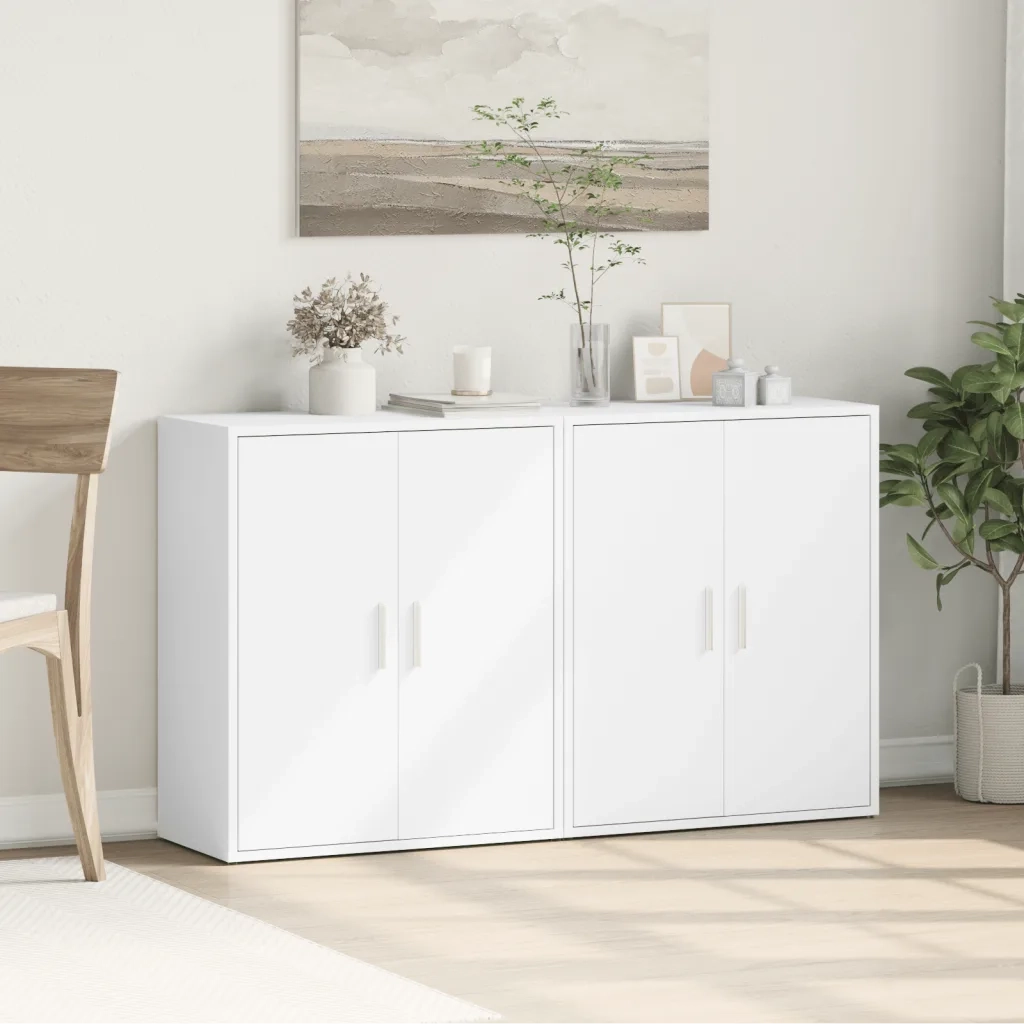 Credenze 2 pz | Madia | Buffet da pranzo | Armadio da pranzo Bianche 60x31x70 cm in Legno Multistrato