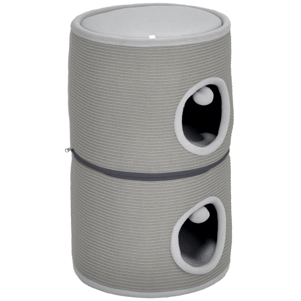 Torre per Gatti Modulare ¨C Xylo ¨C 3 Livelli con Tiragraffi ? 42 x 69H cm Grigio
