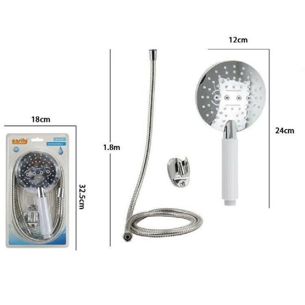Trade Shop - Kit Doccetta Tonda Doccino Soffione Doccia Con Laccio 1,8 Mt Staffa 59173 Bagno -