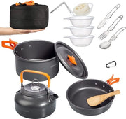 Set da cucina per campeggio in alluminio con pentola e coperchio per uso esterno e all'aperto