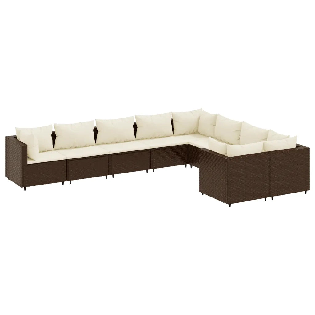 vidaXL Set Divani da Giardino 9pz con Cuscini Marrone in Polyrattan