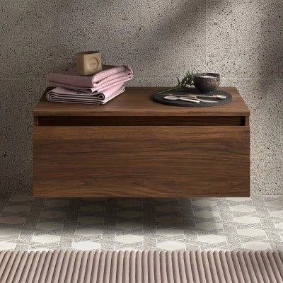 Cassettiera bagno 60 cm sospesa in noce maya con chiusura soft close - Sumo