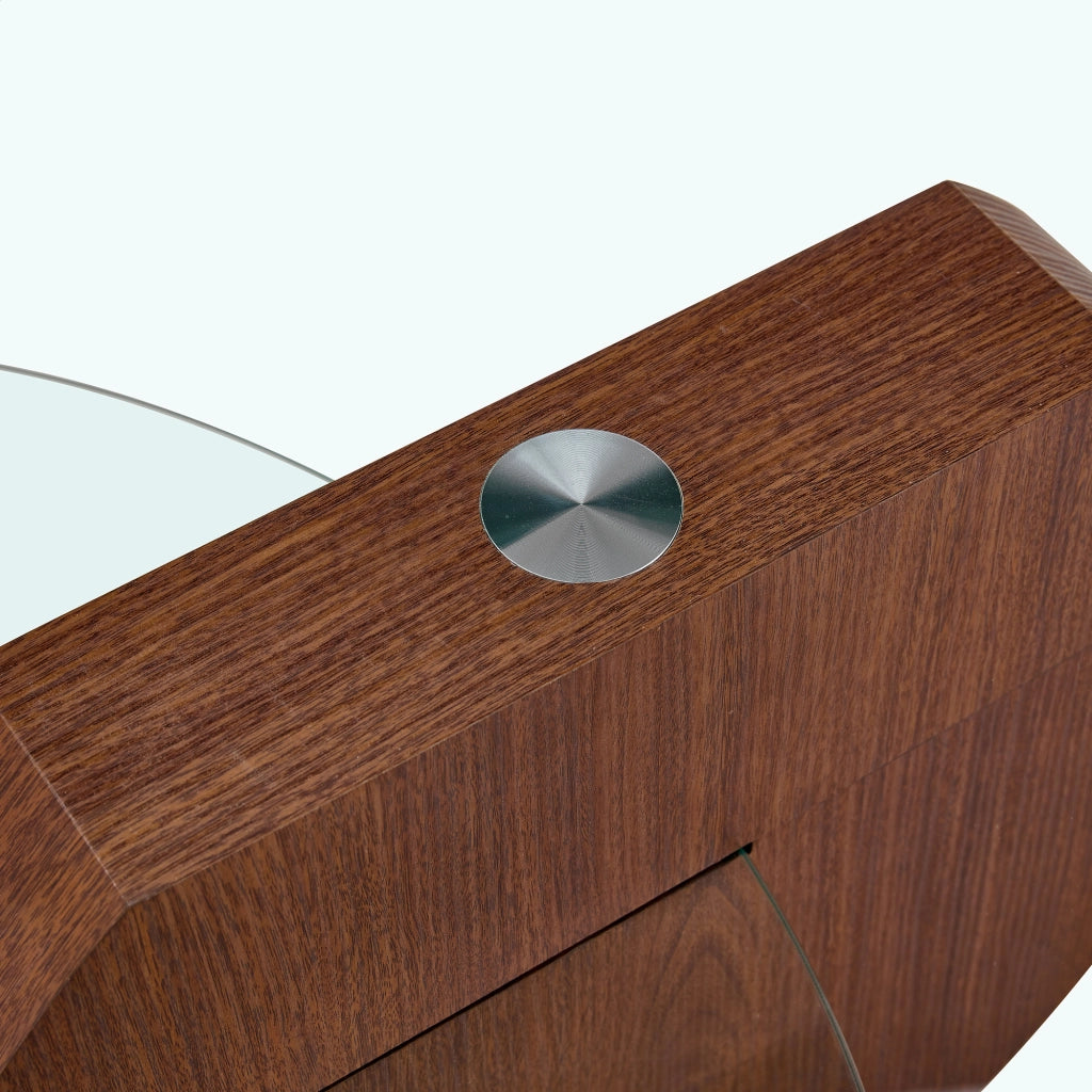 TAVOLINO DA SALOTTO 78,5x78,5x24,5 cm MDF e vetro trasparente effetto noce