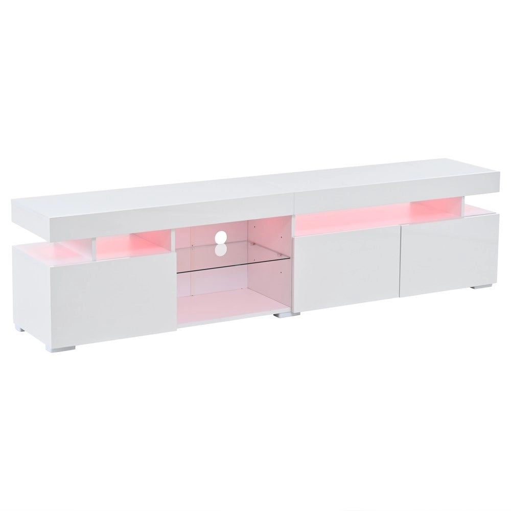 Mobile TV Lowboard ¨C Xylo ¨C Bianco Lucido, 3 Ante, Ripiani in Vetro, 180x35x45 cm