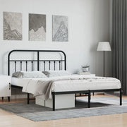Giroletto con Testiera-Struttura Letto con testiera in Metallo Nero 140x190 cm 156324