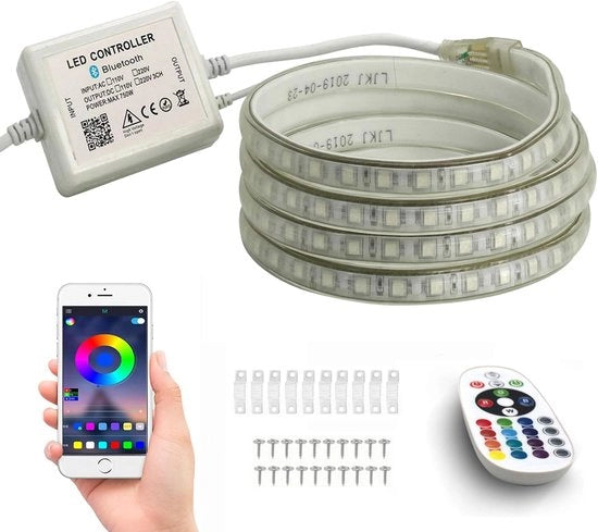 40m Striscia LED RGB - Striscia di Luce a Bluetooth con Protezione Idrografia e Comando a Distanza