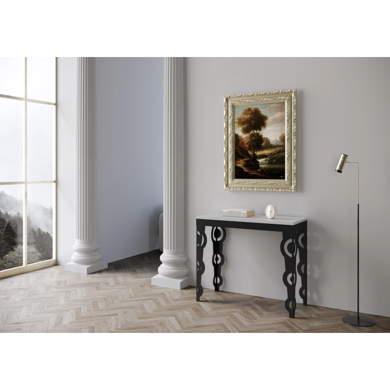 Consolle allungabile 90x40/196 cm Karamay Small Evolution telaio Antracite - Bianco Frassino