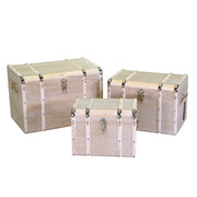 Set 3 Baule in legno sbiancato rettangolare