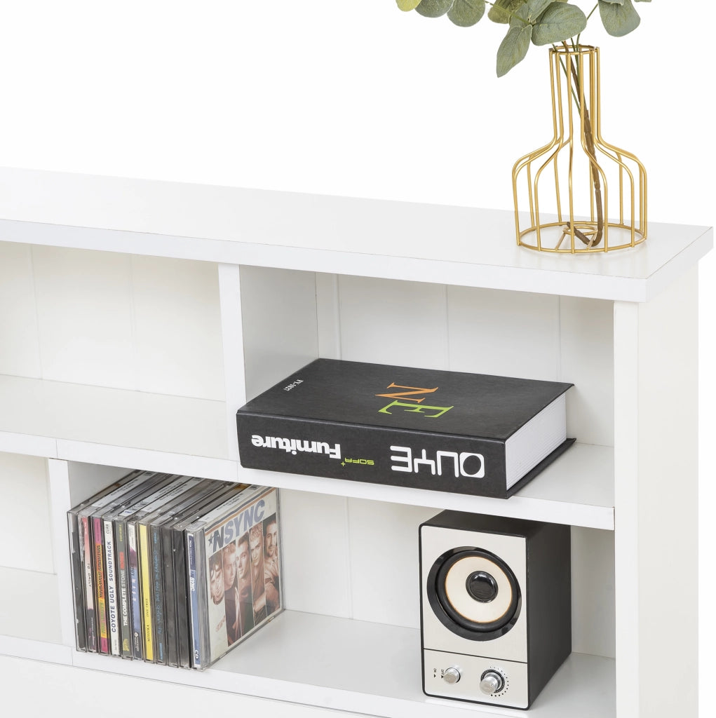 Letto 140x200 cm con cassetti e testiera libreria in legno di pino e MDF bianco
