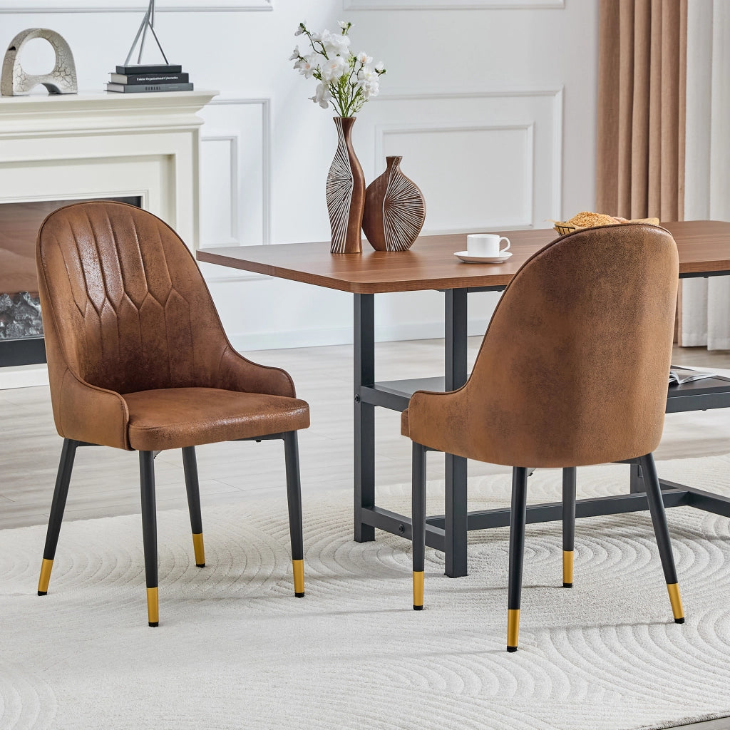 SEDIA da pranzo ergonomica Set da 2 pezzi 91 cm tessuto marrone struttura in metallo