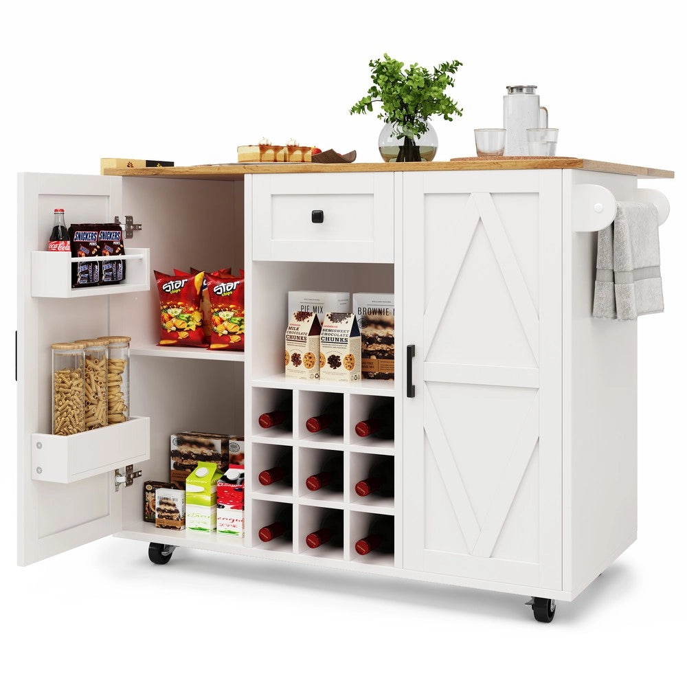 Isola Cucina Multifunzione con Cassetti e Ripiani ¨C Xylo ¨C Legno, Allungabile
