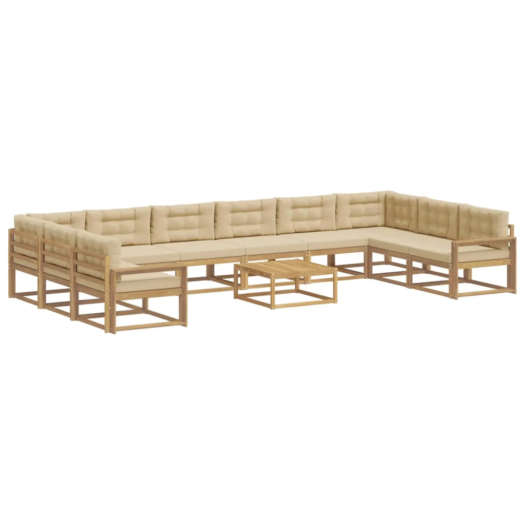 Set di divani da esterno con cuscino 11 pcs Bianco e Beige