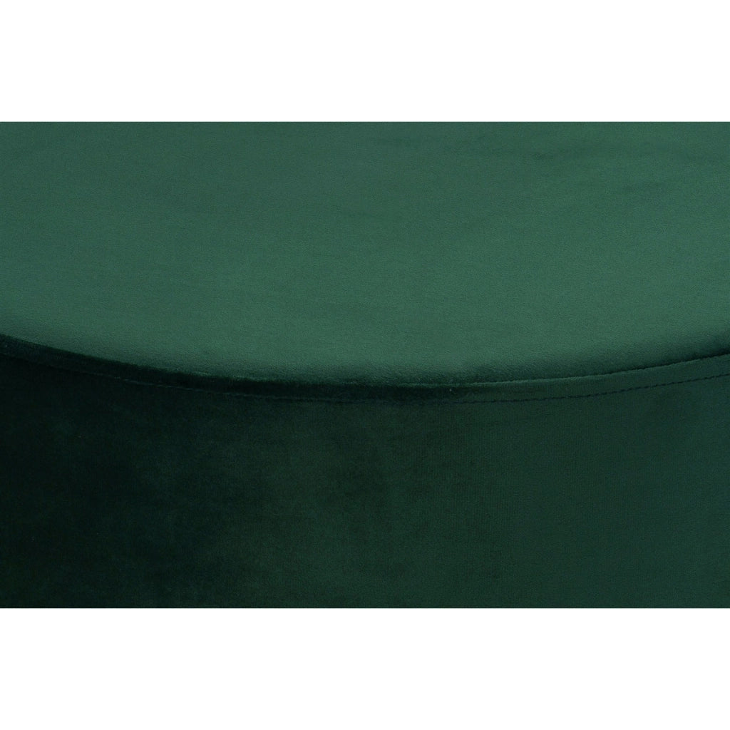 Pouf tondo Nano in velluto verde bosco con base dorata