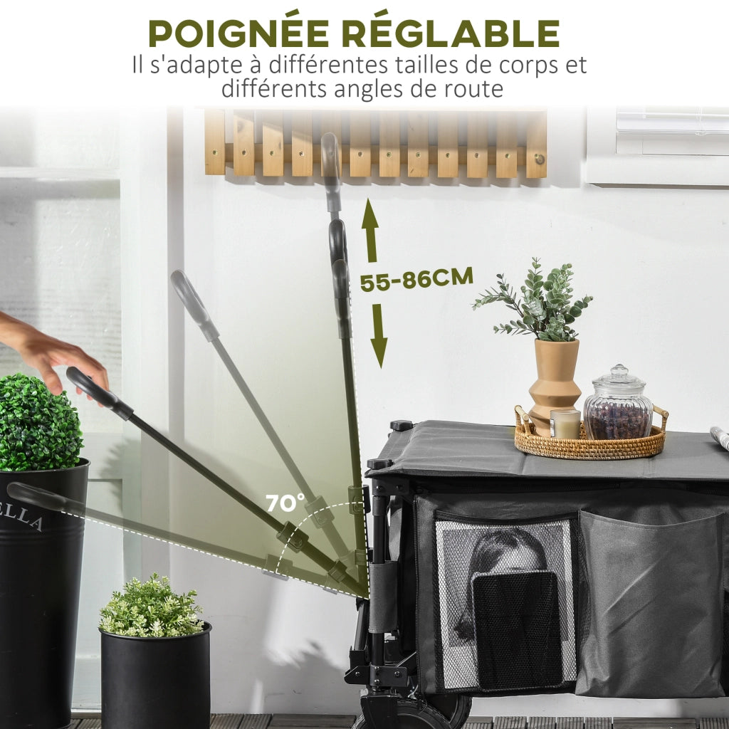 Carrello da giardino pieghevole ¨C zephmum ¨C grigio scuro 108x55x93 cm