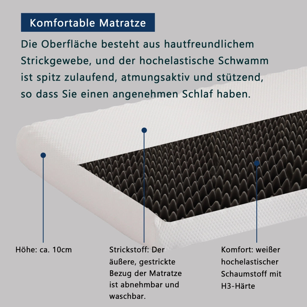 Materasso Ergonomico ¨C MINIMAL ¨C Bianco/Grigio, Tessuto a Nido d'Ape, H3, 90x200cm