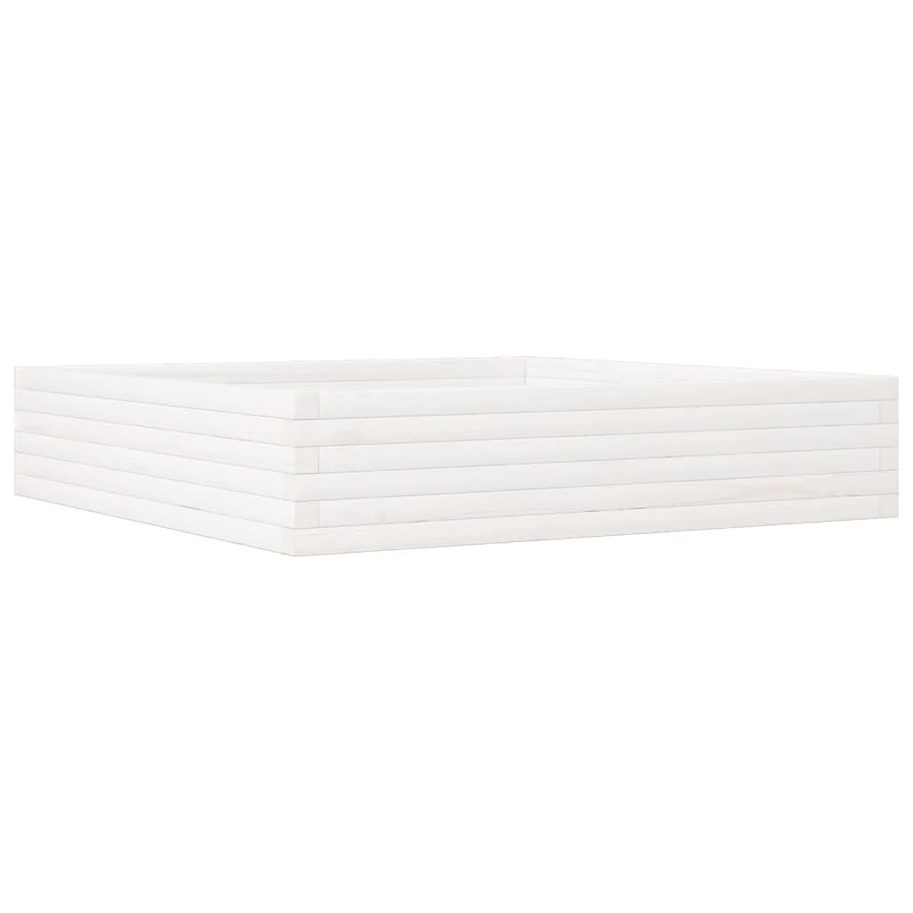Fioriera rialzata per piante fiori terrazza giardino 110 x 110 x 23 cm legno di pino massiccio bianco 02_0037299