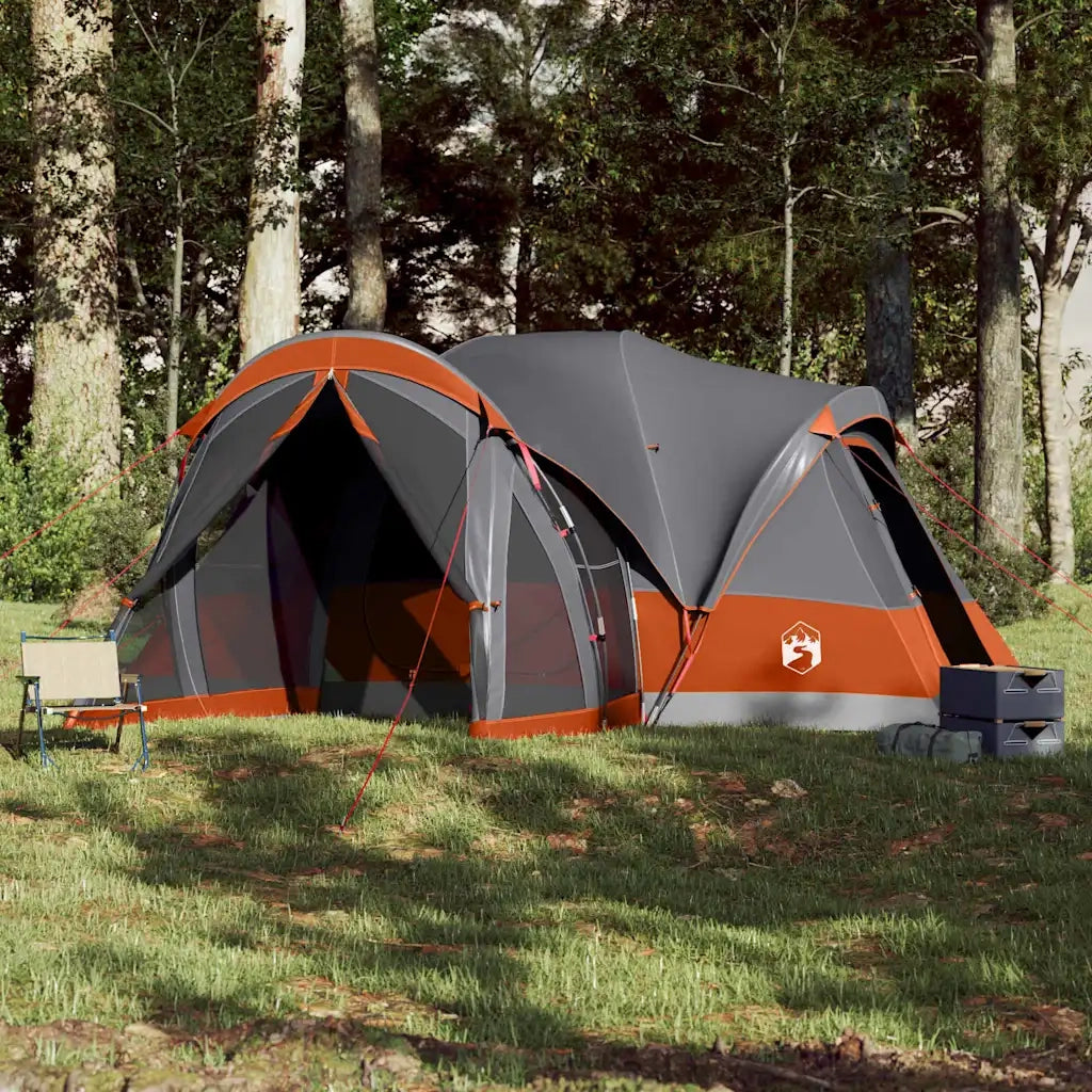 Tenda Familiare Tipi 8 Persone-Tenda da campeggio Grigia e Arancione Impermeabile 198715