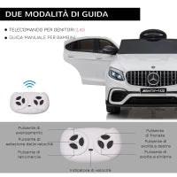 Macchina Elettrica per Bambini 3-5 Anni Mercedes con Cintura di Sicurezza e Telecomando, Bianco