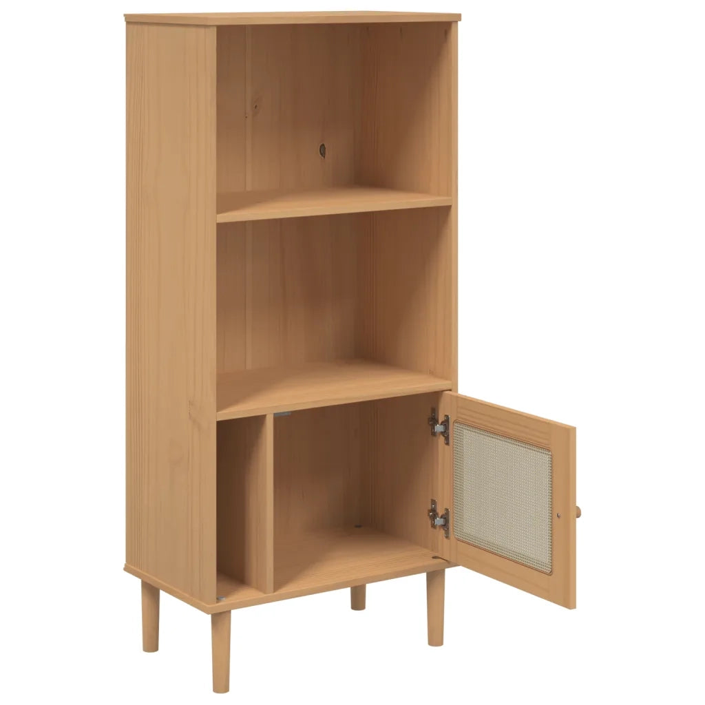 Credenza-Buffet-Armadio da cucina SENJA Aspetto Rattan Marrone 60x35x130 cm Legno Pino