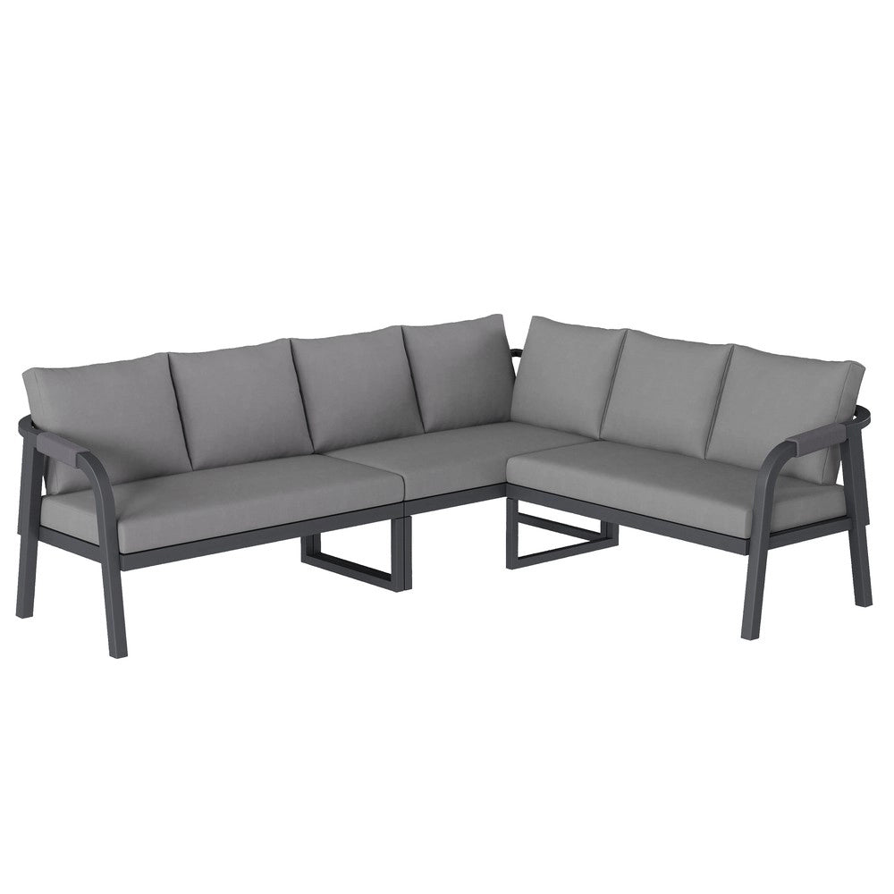 Set Divano Angolare da Giardino con Tavolino ¨C Xylo ¨C Polyrattan Grigio, 6 Posti