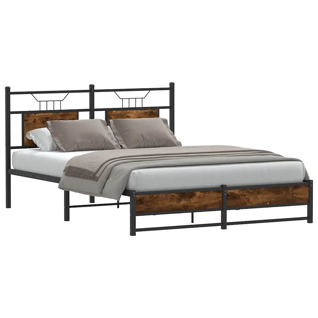 vidaXL Giroletto senza Materasso Rovere Fumo 137x190 cm in Truciolato