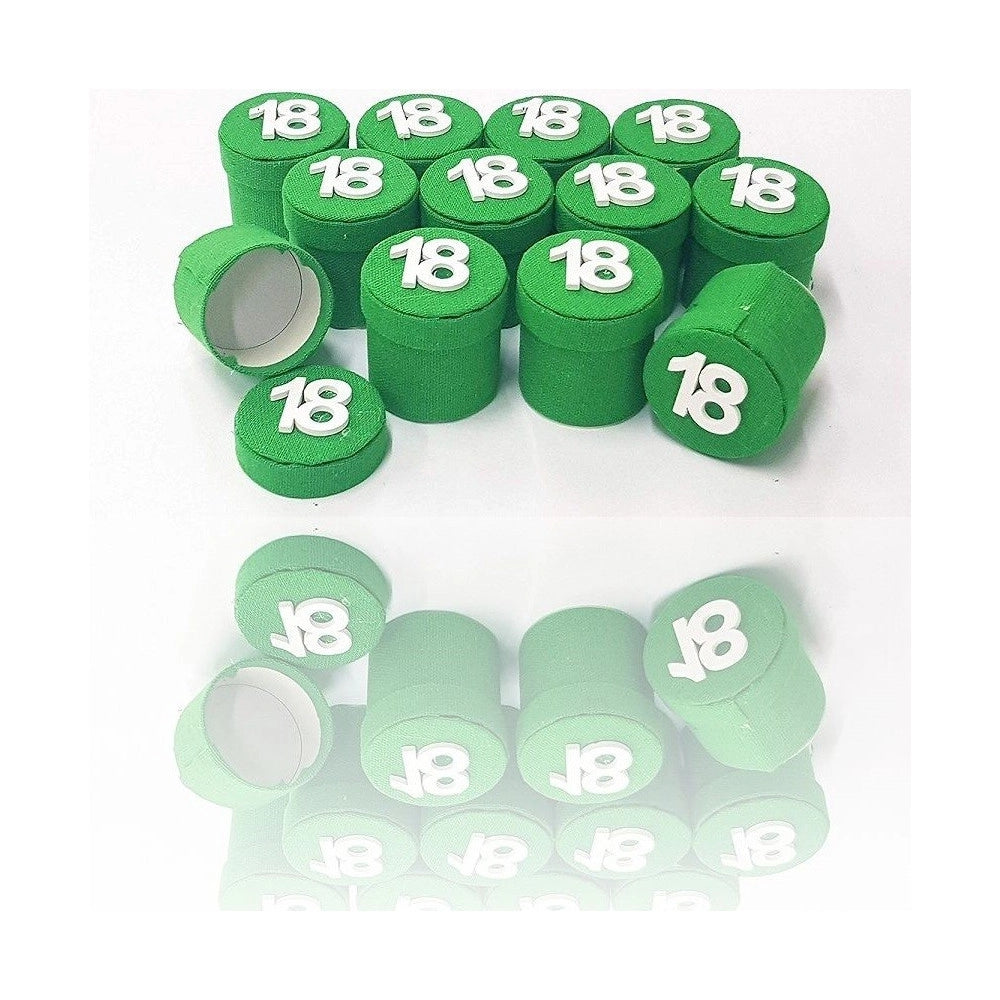 Trade Shop - Set 12 Pezzi Bomboniera Bomboniere Scatolina Verde 18 Anni Portaconfetti -