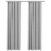 Tende Oscuranti | Tende Blackout con Ganci Effetto Lino 2 pz Grigie 140x225 cm