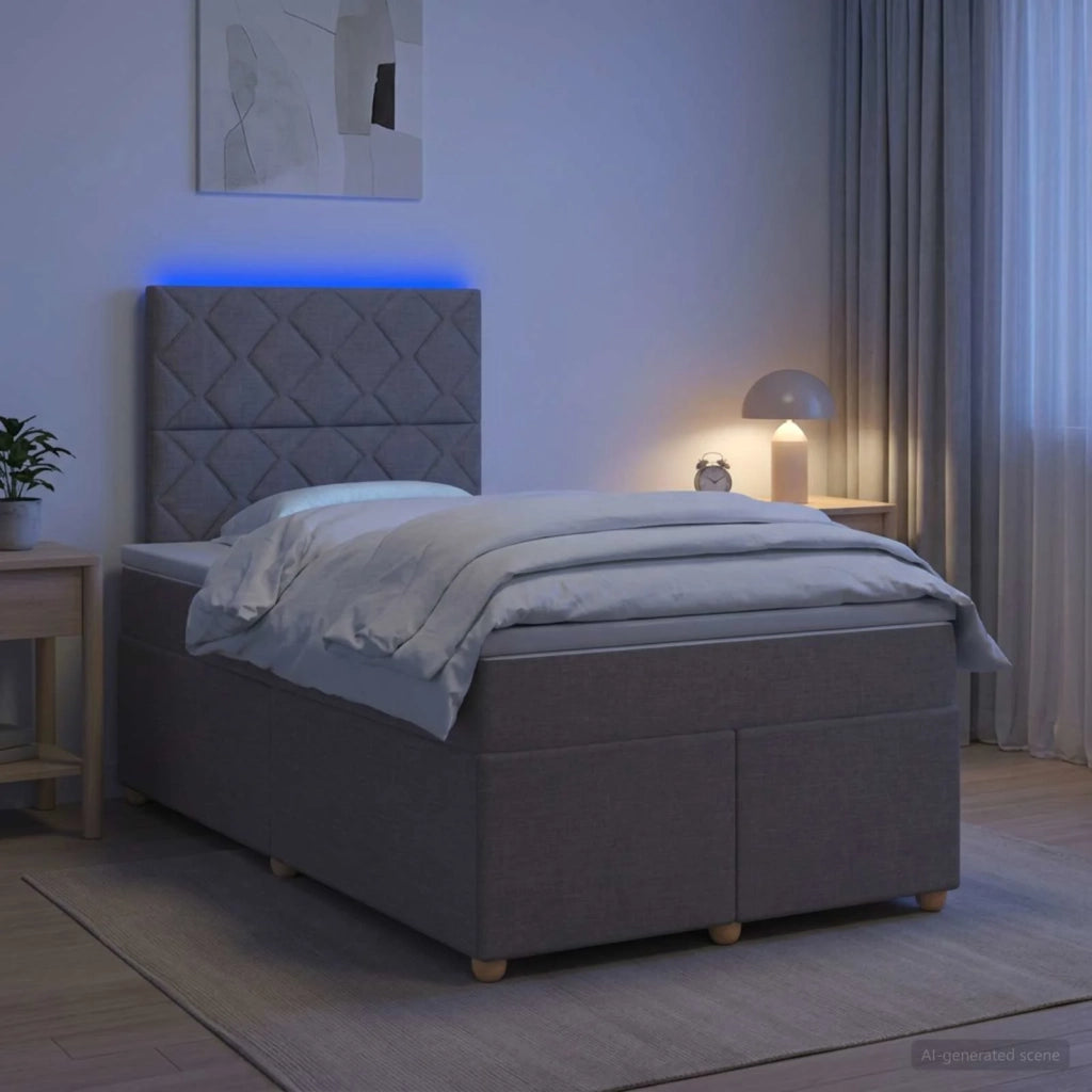 Letto box spring con materasso Tortora 120 x 190 cm Tessuto 3455312